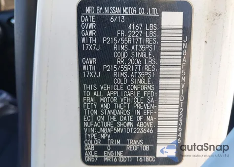 2013 Nissan Juke S z USA, uszkodzony, nr VIN JN8AF5MV1DT223646